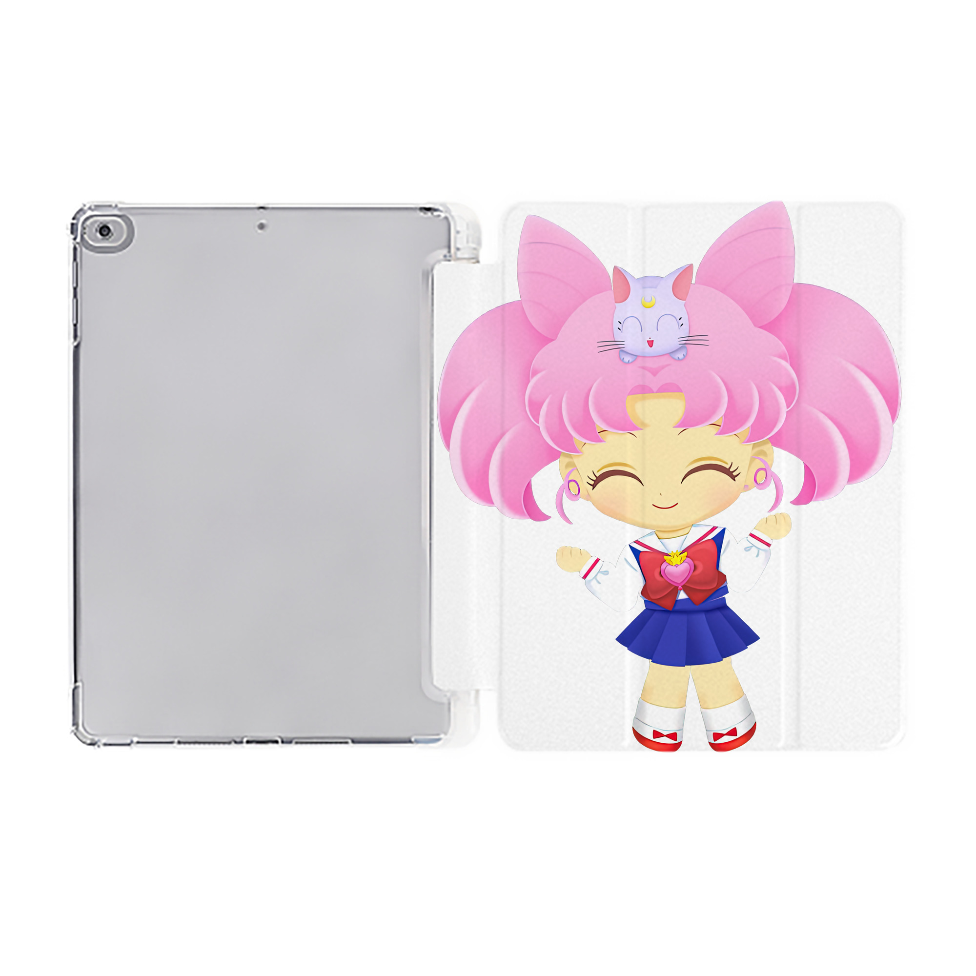 （画像用） 美少女戦士セーラームーン ちびうさ Sailor Moon Chibiusa Tsukino Usagi Small Lady Serenity IPad ケース ペン収納付き 三つ折りスタンド PUレザー×シリコン 対応機種9.5/10.5/10.9インチ